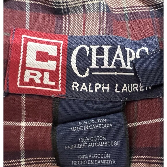 Ralph Lauren Chaps Button Down Shirt RCL Mens Large Red Plaid Check Long Sleeve - Picture 6 of 11